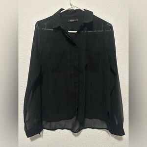 Colin’s Black Sheer Button-Up Blouse size Small